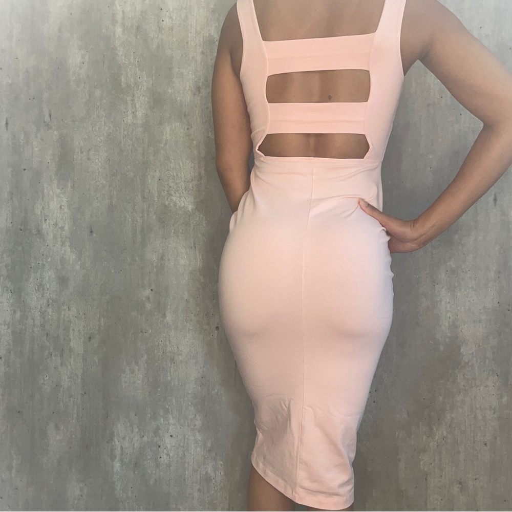 ASOS peach bodycon midi dress